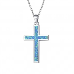 cross pendant necklace with opal