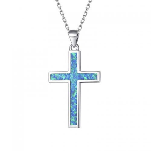 cross pendant necklace with opal